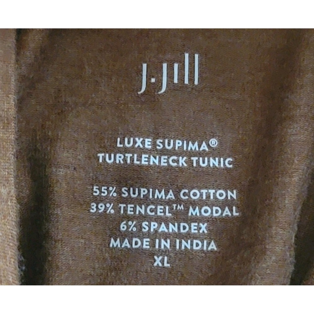 J.Jill Luxe Supima Turtleneck Tunic XL Brown Supima Cotton Stretch Long Sleeve - Picture 3 of 11